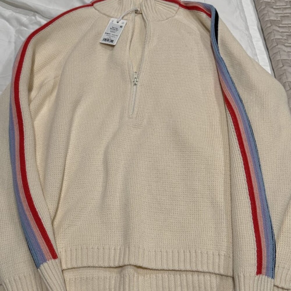 NWT Marine Layer Archive Sweater Womens Size XL Ivory Archive Invierno 1/4 Zip - Picture 6 of 7